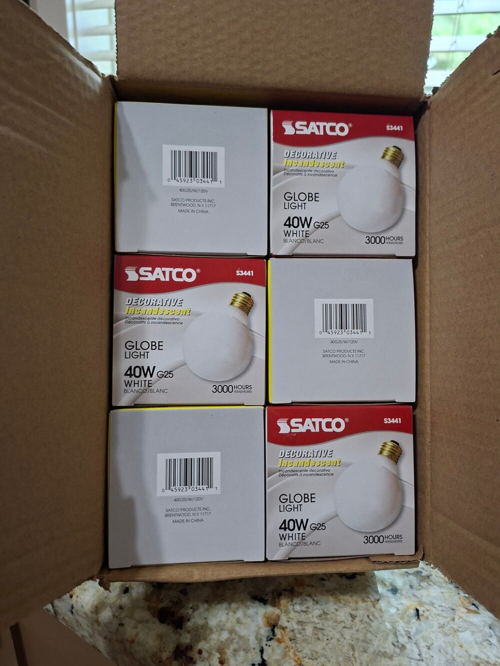 Satco Globe Light 40W G25 White Decorative Incandescent Bulb S3441 6 Pack NEW